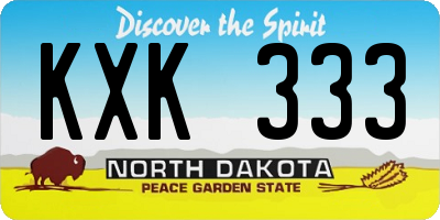 ND license plate KXK333