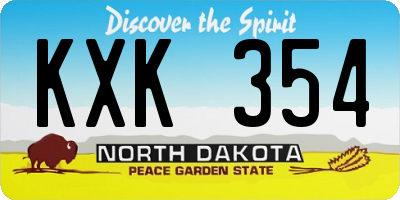 ND license plate KXK354