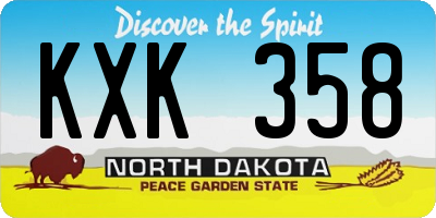 ND license plate KXK358
