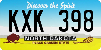 ND license plate KXK398
