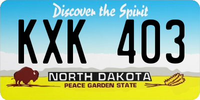 ND license plate KXK403