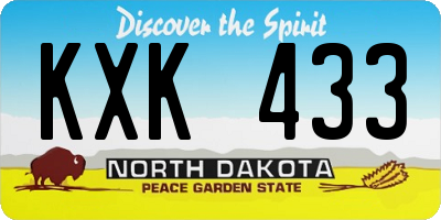 ND license plate KXK433