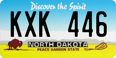 ND license plate KXK446