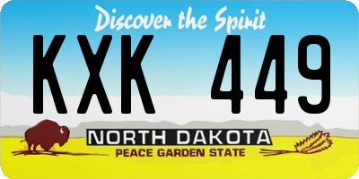 ND license plate KXK449