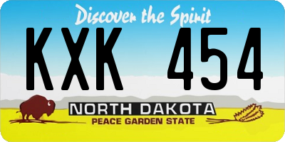 ND license plate KXK454
