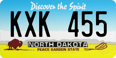 ND license plate KXK455