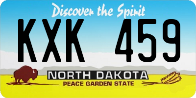 ND license plate KXK459