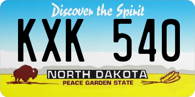 ND license plate KXK540