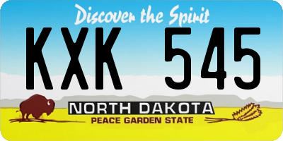 ND license plate KXK545