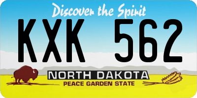 ND license plate KXK562