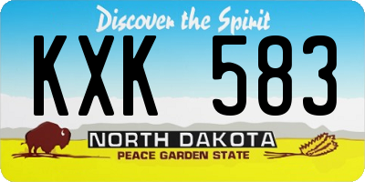 ND license plate KXK583