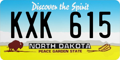 ND license plate KXK615