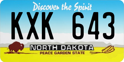 ND license plate KXK643