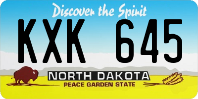 ND license plate KXK645