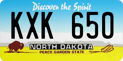 ND license plate KXK650