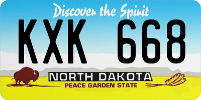 ND license plate KXK668