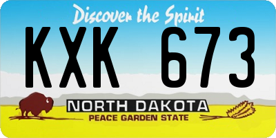 ND license plate KXK673