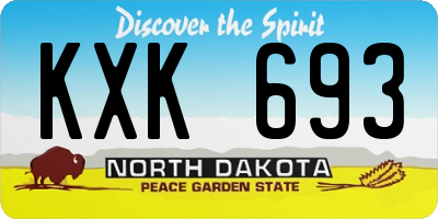 ND license plate KXK693