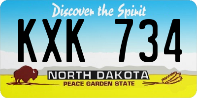 ND license plate KXK734