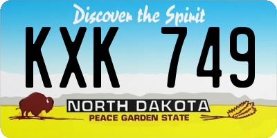 ND license plate KXK749