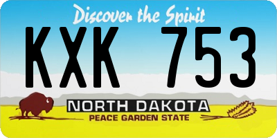 ND license plate KXK753