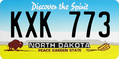 ND license plate KXK773