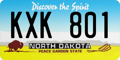 ND license plate KXK801