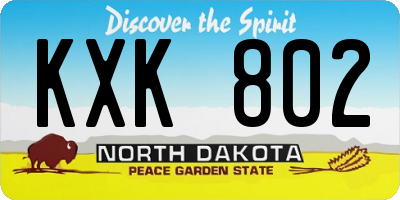 ND license plate KXK802