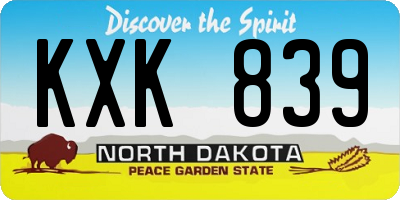 ND license plate KXK839