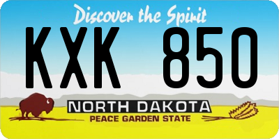 ND license plate KXK850