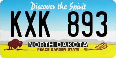 ND license plate KXK893
