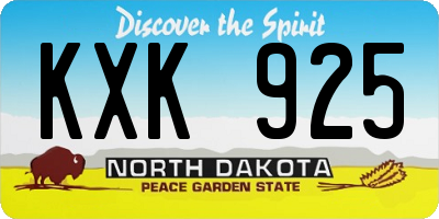 ND license plate KXK925