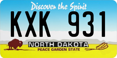 ND license plate KXK931