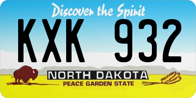 ND license plate KXK932