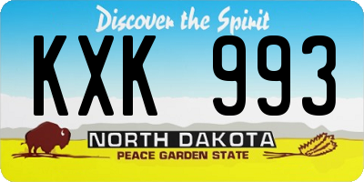 ND license plate KXK993