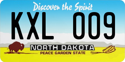 ND license plate KXL009