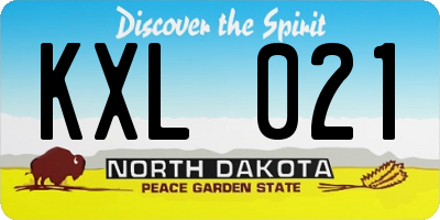 ND license plate KXL021