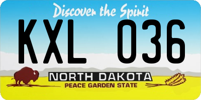 ND license plate KXL036
