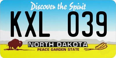 ND license plate KXL039