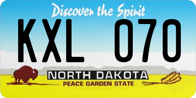 ND license plate KXL070