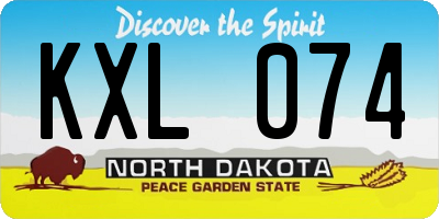 ND license plate KXL074