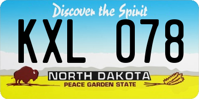 ND license plate KXL078