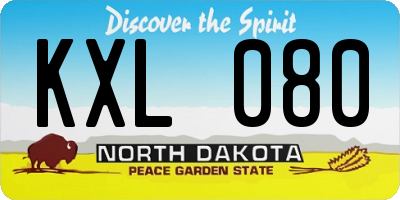 ND license plate KXL080