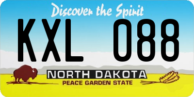 ND license plate KXL088