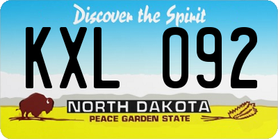 ND license plate KXL092