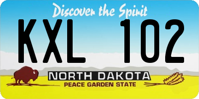 ND license plate KXL102