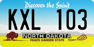 ND license plate KXL103