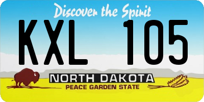 ND license plate KXL105