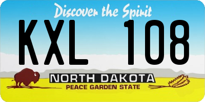 ND license plate KXL108