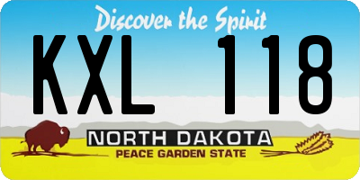 ND license plate KXL118